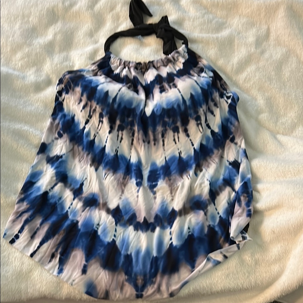Blue and White Tie-Dye Women's Top
